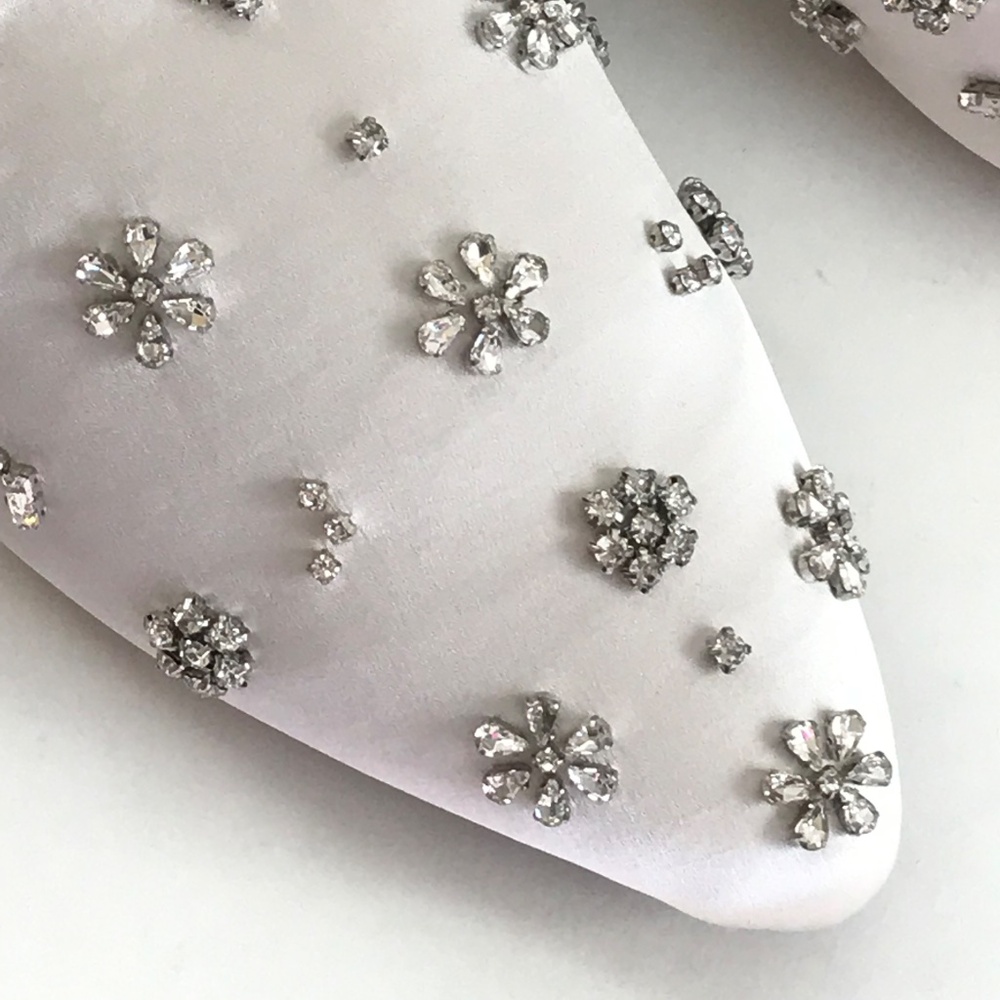 BIRDIES The Dove Satin Mule with Crystal Embellishments Size 8.5 NWT - Picture 4 of 16